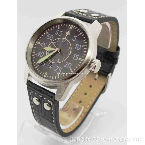 Black Dial Leather Watch (HAL-1241)